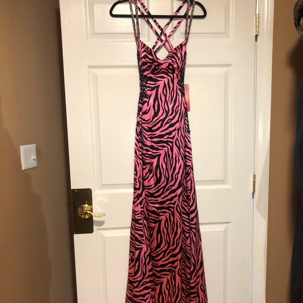 Pink Zebra Prom Dress